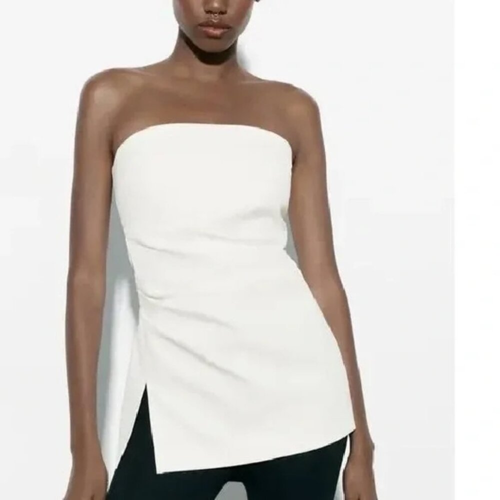 Zara White Strapless Top